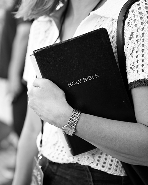 Open Bible during small group Bible study