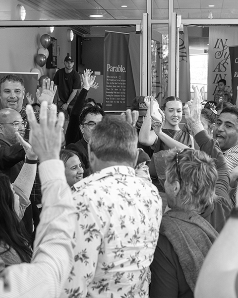 Person reading Parable Church email newsletter on phone