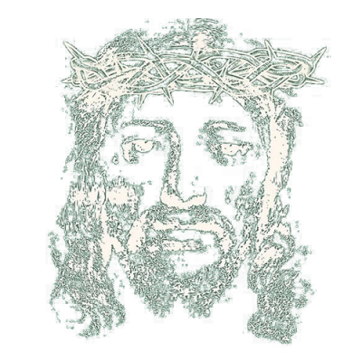 Artistic illustration of Jesus with open arms